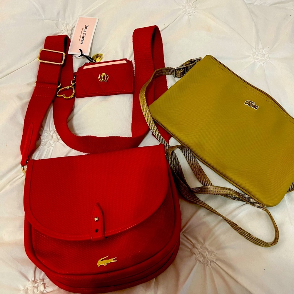 Two Lacoste crossbody bags with a NWT JUICY COUTURE card holder ❤️❤️